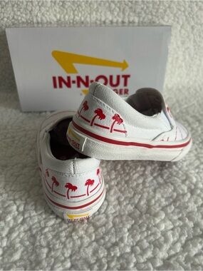 Kids In -N-Out White & Red Palm Tree Slip-On Shoes UNISEX